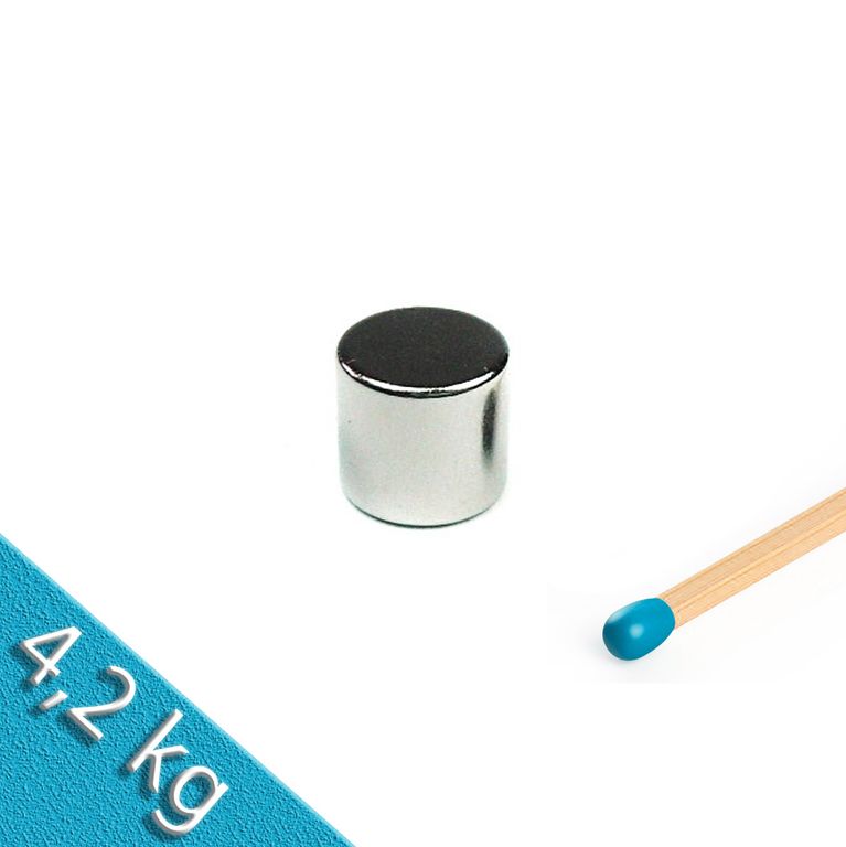 Scheibenmagnet Ø 10,0 x 10,0 mm N48 Nickel - hält 4,2 kg
