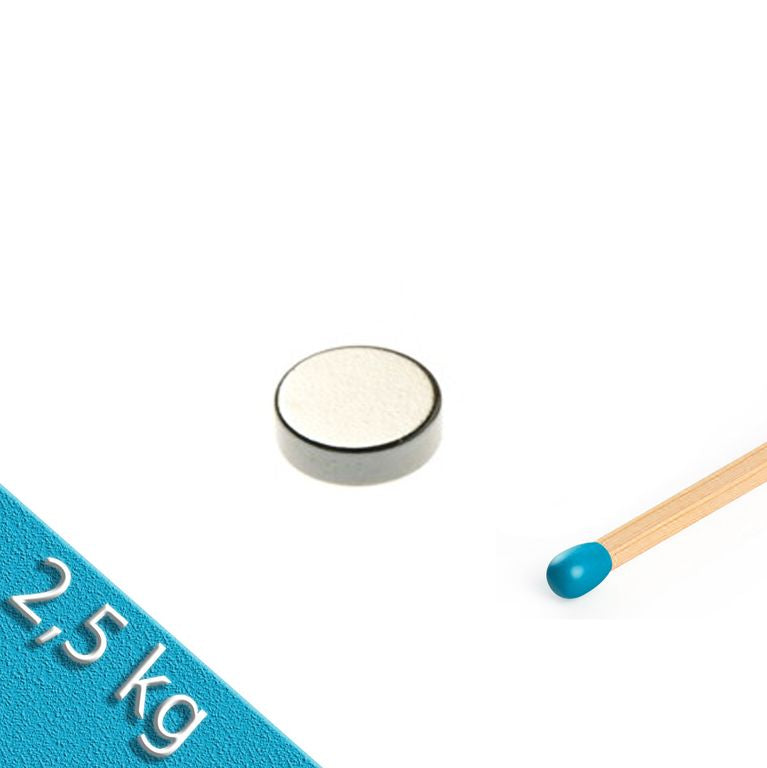 Scheibenmagnet Ø 10,0 x 4,0 mm N42 Nickel - hält 2,5 kg