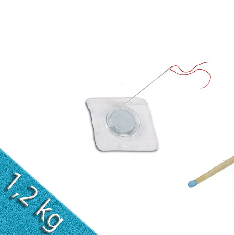 Scheibenmagnet Ø 12 x 2 mm zum Einnähen in quadratischer PVC-Hülle