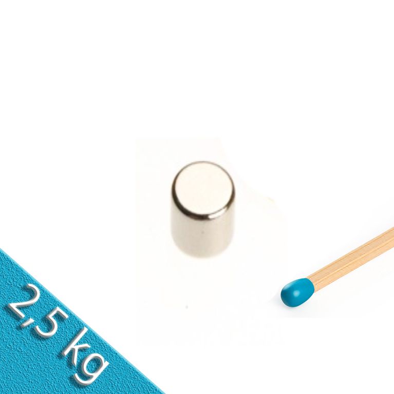 Scheibenmagnet Ø 8,0 x 8,0 mm N42 Nickel - hält 2,5 kg