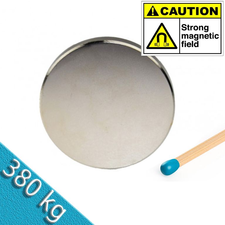 Scheibenmagnet Ø 80,0 x 30,0 mm N50 Nickel - hält 380 kg
