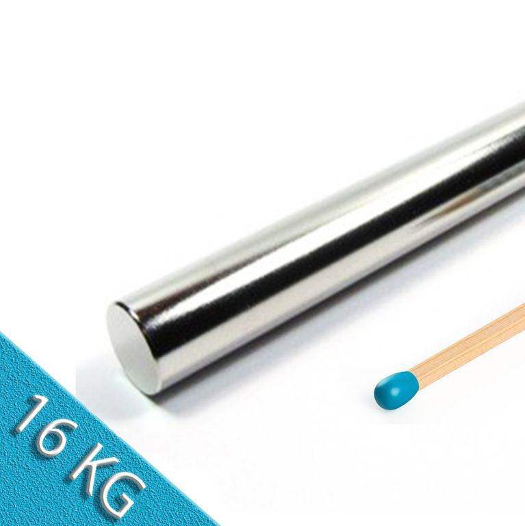 Stabmagnet Ø 15,0 x 100,0 mm N40 Nickel - hält 16 kg