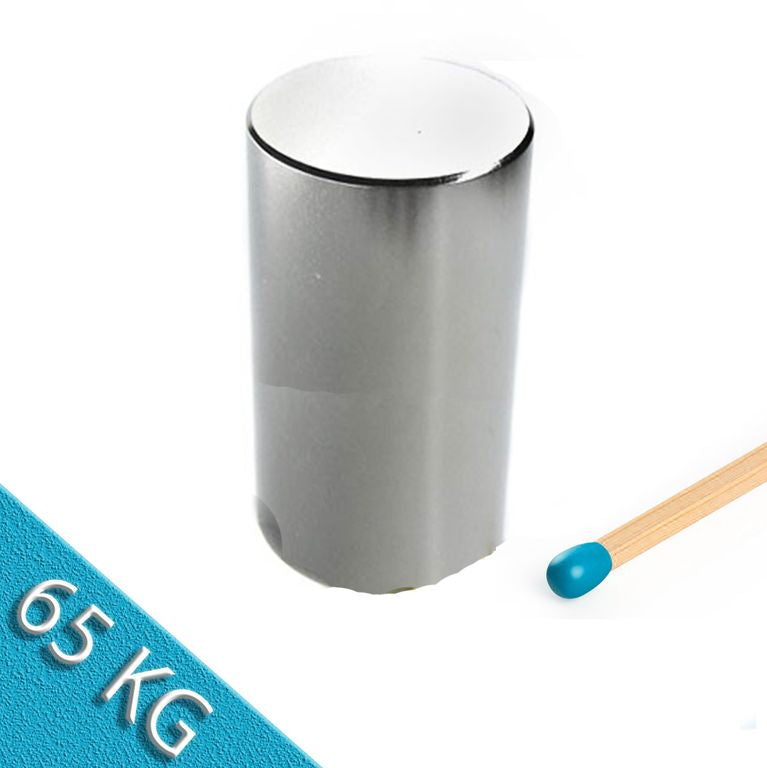 Stabmagnet Ø 30,0 x 50,0 mm N50 Nickel - hält 65 kg
