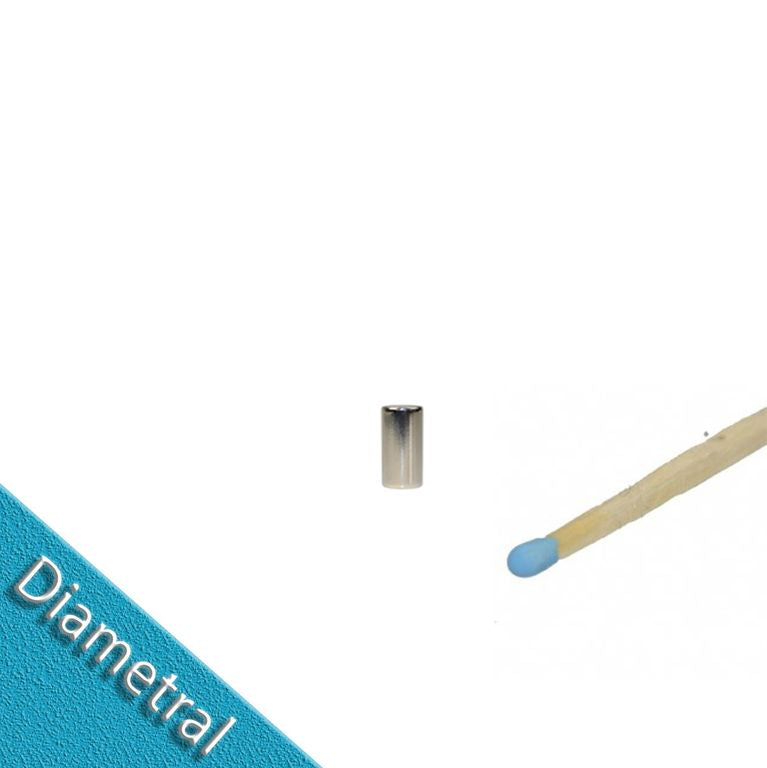 Stabmagnet Ø 4,0 x 10,0 mm N45 Nickel - diametral