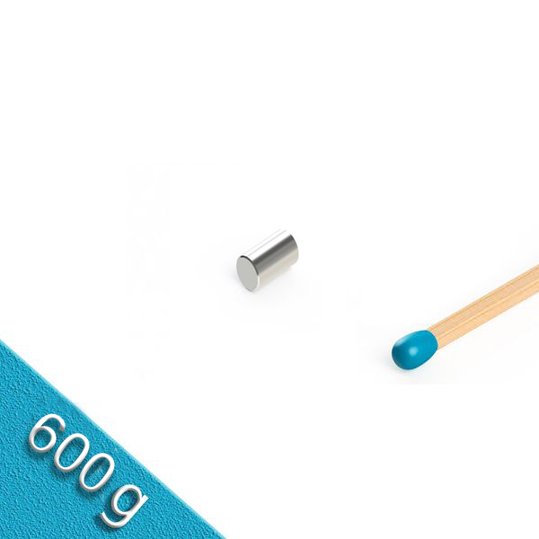 Stabmagnet Ø 4,0 x 7,0 mm N45 Nickel - hält 600 g