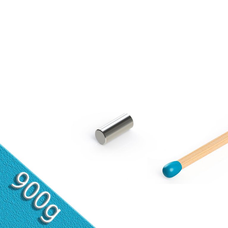 Stabmagnet Ø 5,0 x 10,0 mm N45 Nickel - hält 900 g