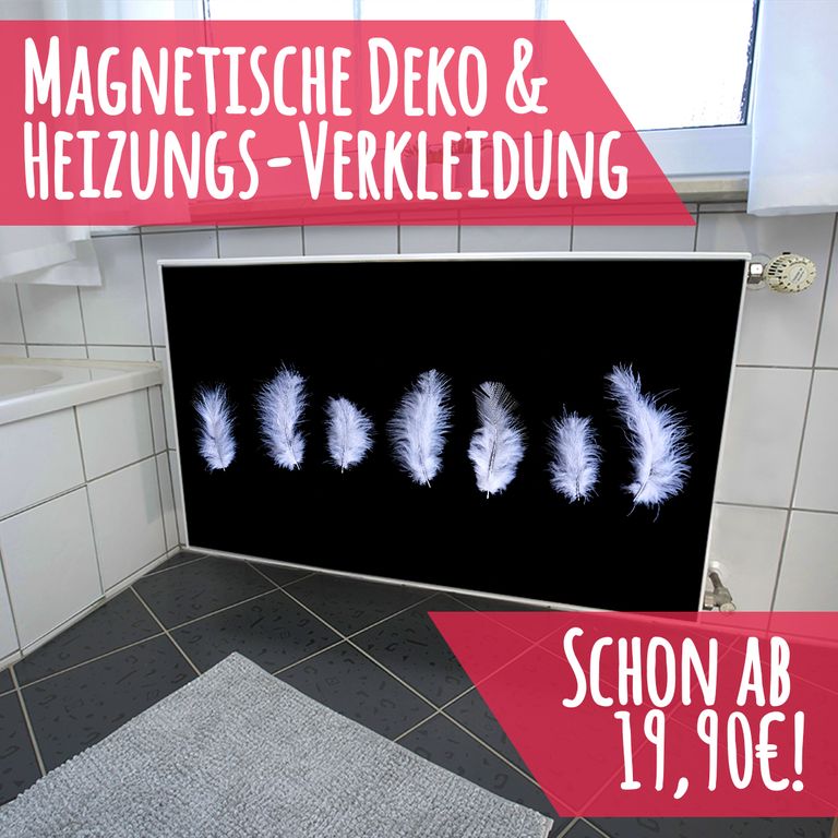 Magnet Heizkörperverkleidung Heizkörperabdeckung Heizung Schutz Motiv Federn Dunkel