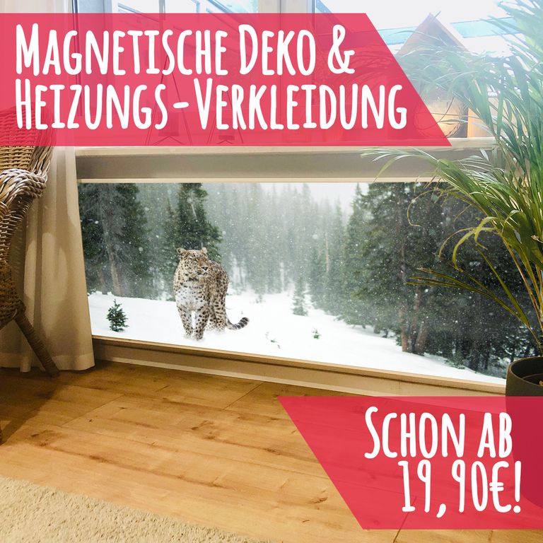 Magnet Heizkörperverkleidung Heizkörperabdeckung Heizung Schutz Motiv Schneeleopard
