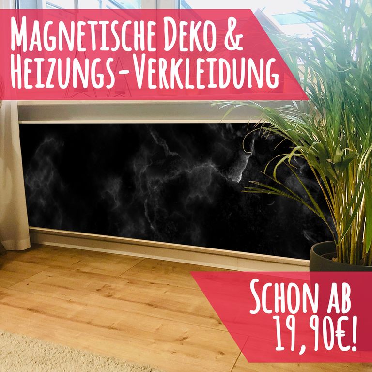 Magnet Heizkörperverkleidung Heizkörperabdeckung Heizung Schutz Motiv Marmor Schwarz
