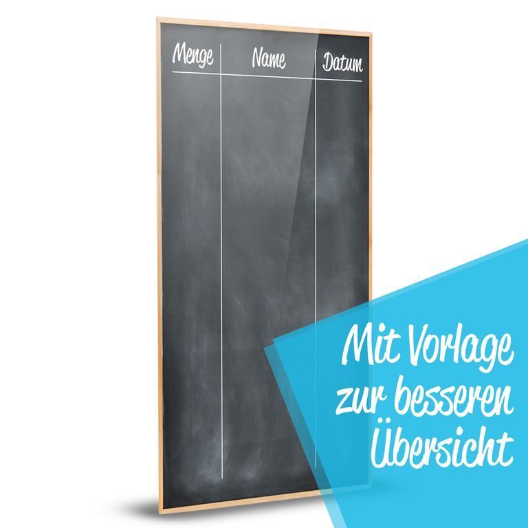 Inhaltstafel für Gefrierschrank, Gefriertruhe mit Magnetrücken aus Acryl 50x23cm