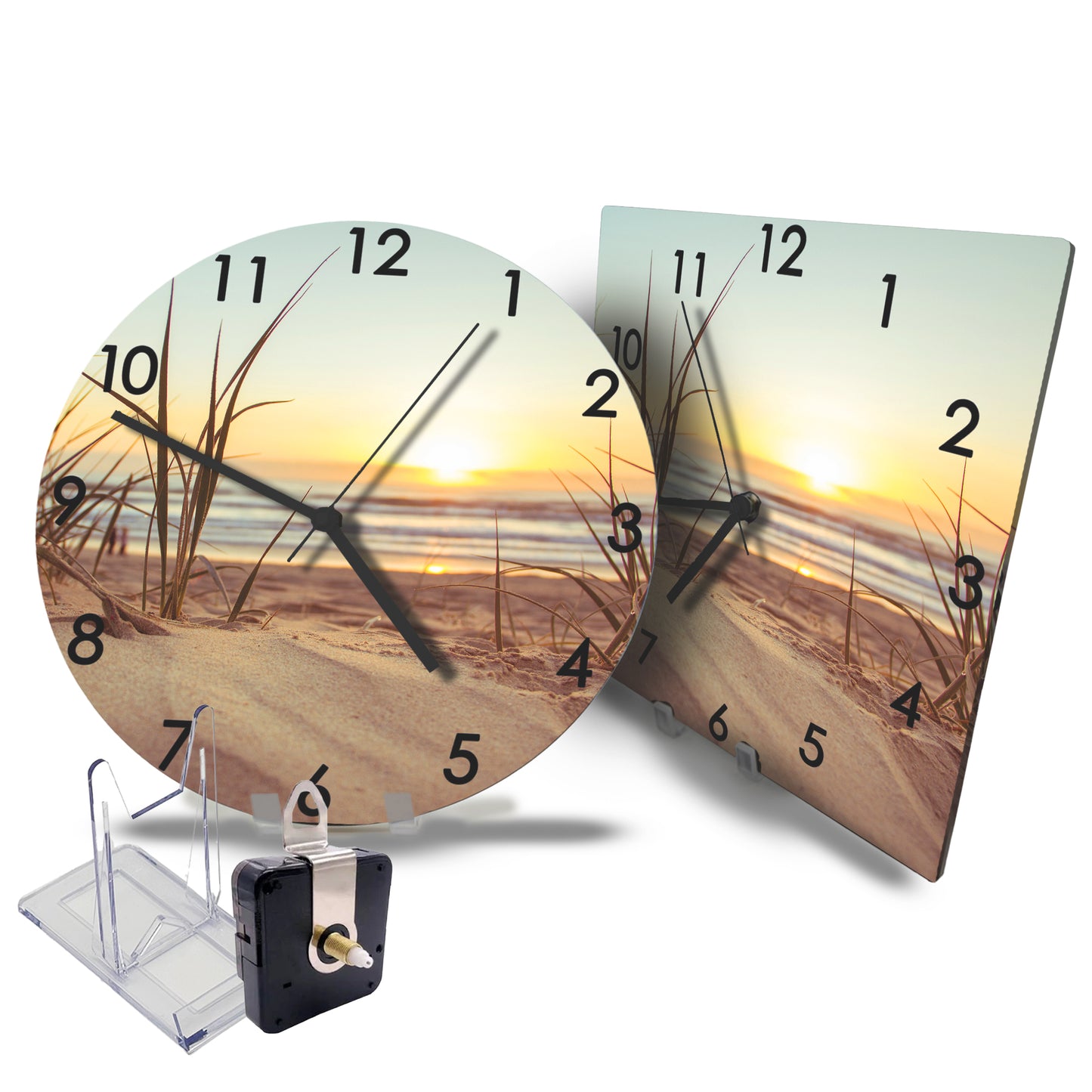 Hochwertige 30cm-Uhren Made in Alzenau Lautlose Uhr MDF Acryl Motiv Strandgras