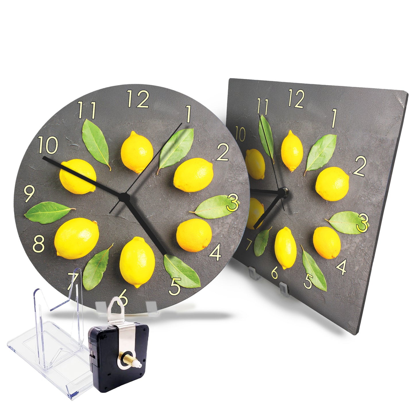 Hochwertige 30cm-Uhren Made in Alzenau Lautlose Uhr MDF Acryl Motiv Zitronenkranz