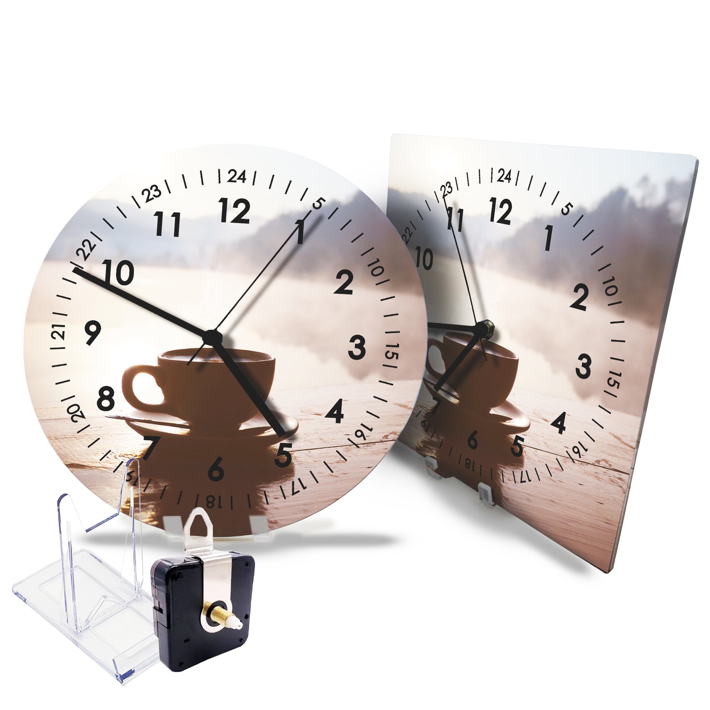 Hochwertige 30cm-Uhren Made in Alzenau Lautlose Uhr MDF Acryl Motiv Kaffeetasse
