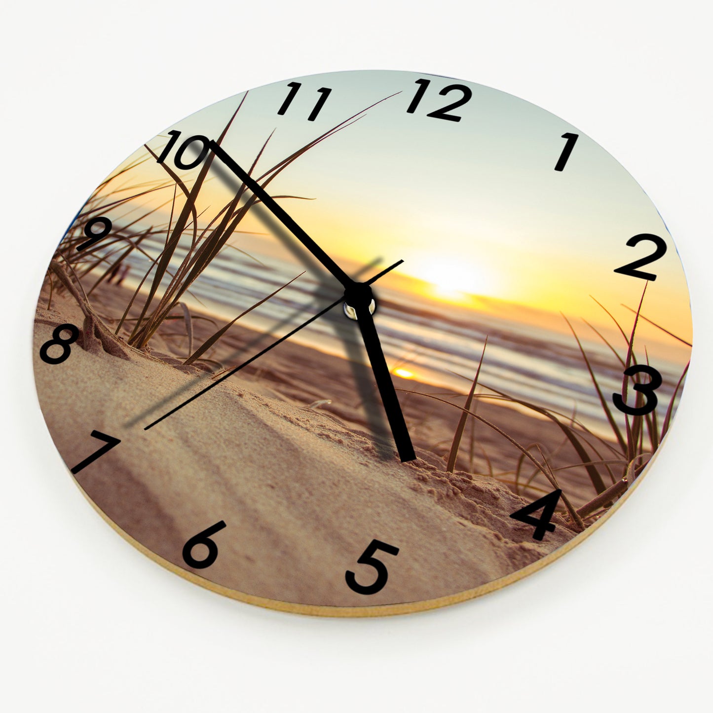 Hochwertige 30cm-Uhren Made in Alzenau Lautlose Uhr MDF Acryl Motiv Strandgras