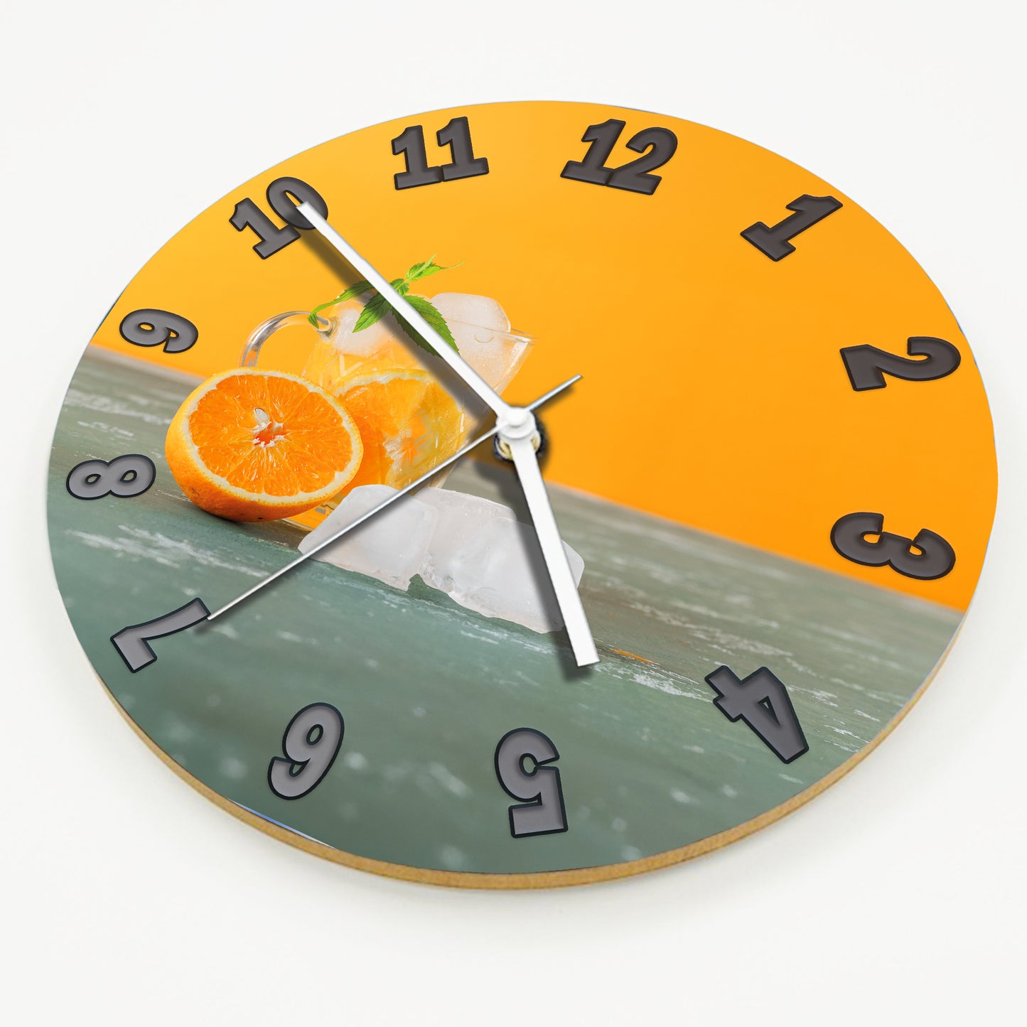 Hochwertige 30cm-Uhren Made in Alzenau Lautlose Uhr MDF Acryl Motiv Zitrone auf Eis