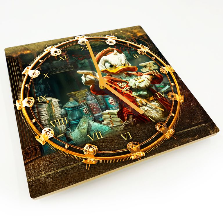 DEMO-ARTIKEL! Hochwertige 30cm-Uhren Made in Alzenau Lautlose Uhr MDF Acryl Motiv Reiche Ente