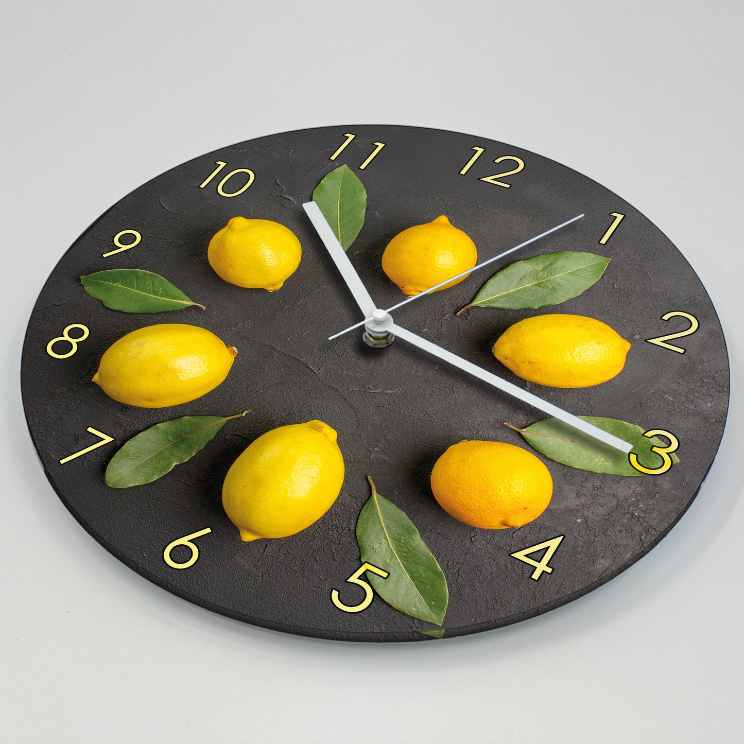 Hochwertige 30cm-Uhren Made in Alzenau Lautlose Uhr MDF Acryl Motiv Zitronenkranz