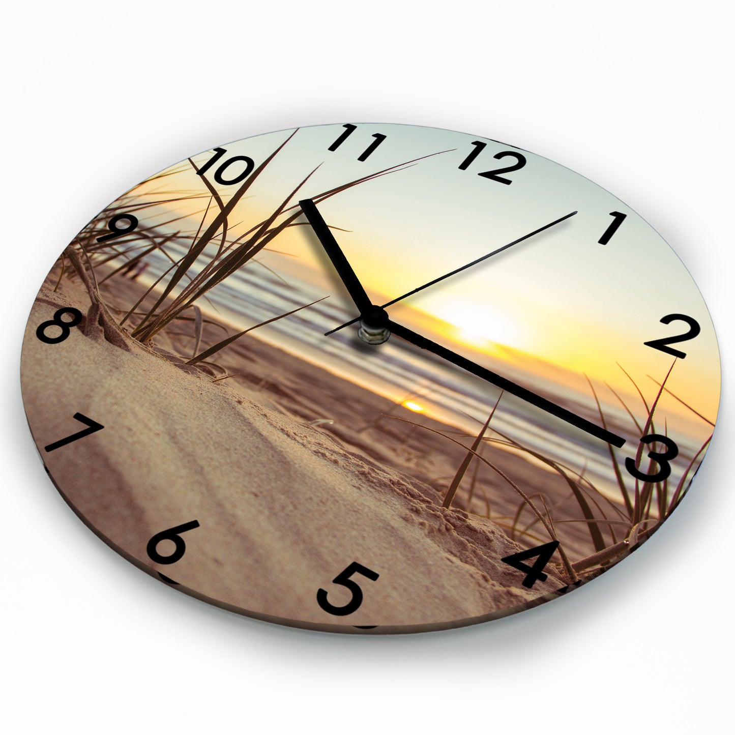 Hochwertige 30cm-Uhren Made in Alzenau Lautlose Uhr MDF Acryl Motiv Strandgras
