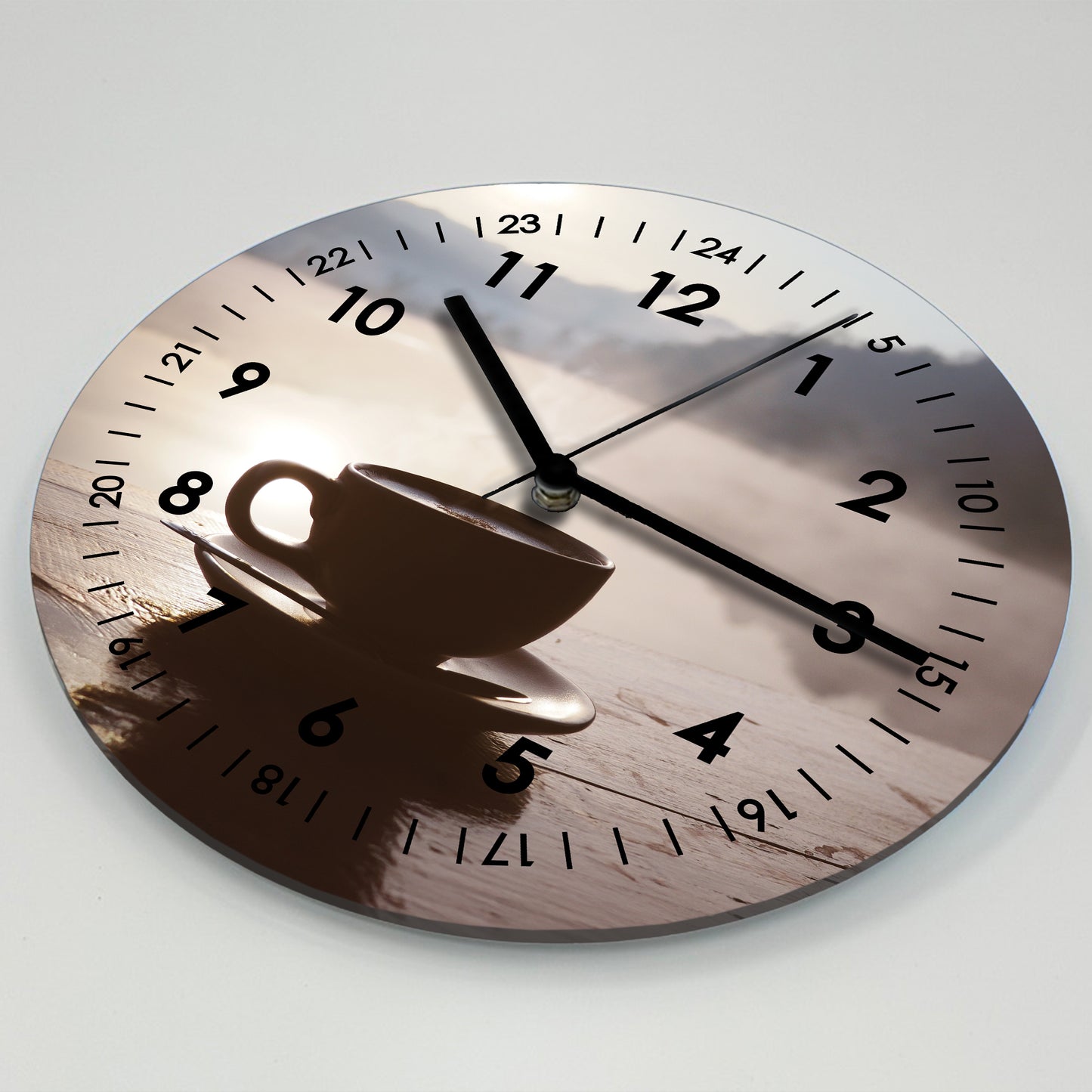 Hochwertige 30cm-Uhren Made in Alzenau Lautlose Uhr MDF Acryl Motiv Kaffeetasse