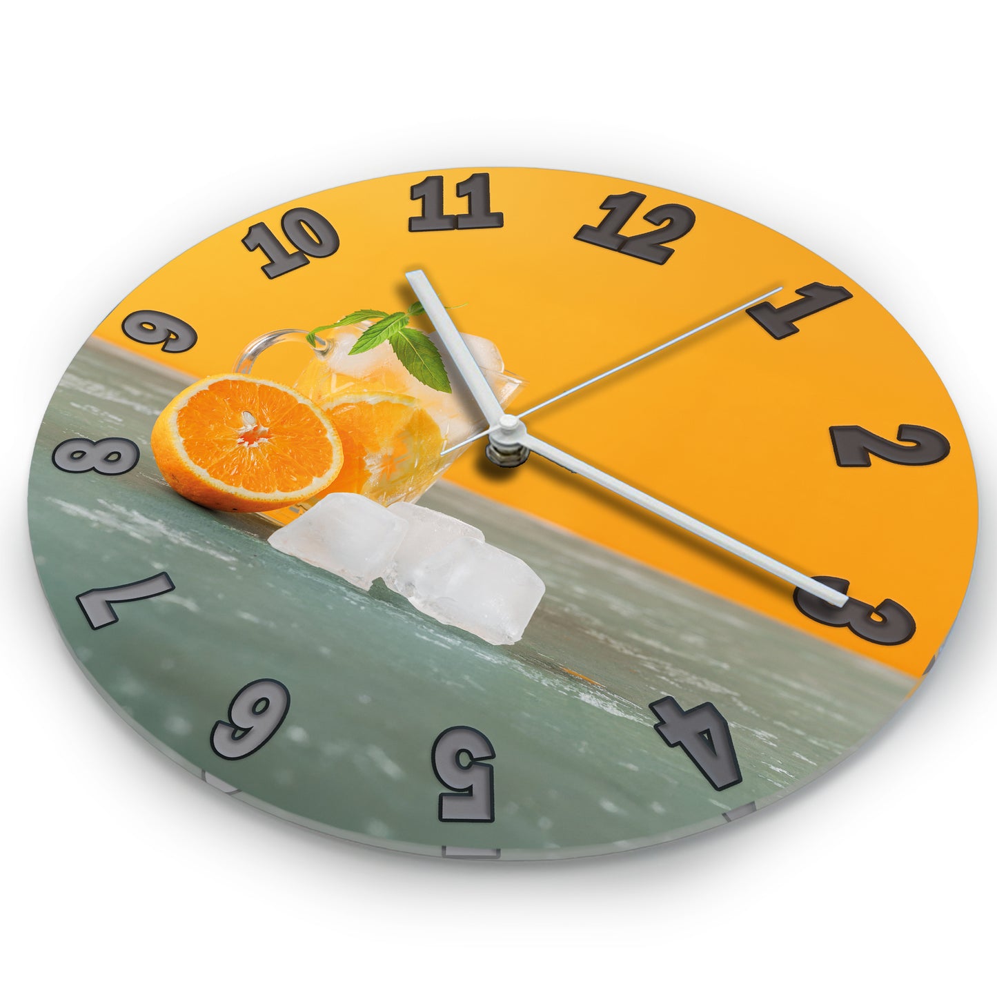 Hochwertige 30cm-Uhren Made in Alzenau Lautlose Uhr MDF Acryl Motiv Zitrone auf Eis