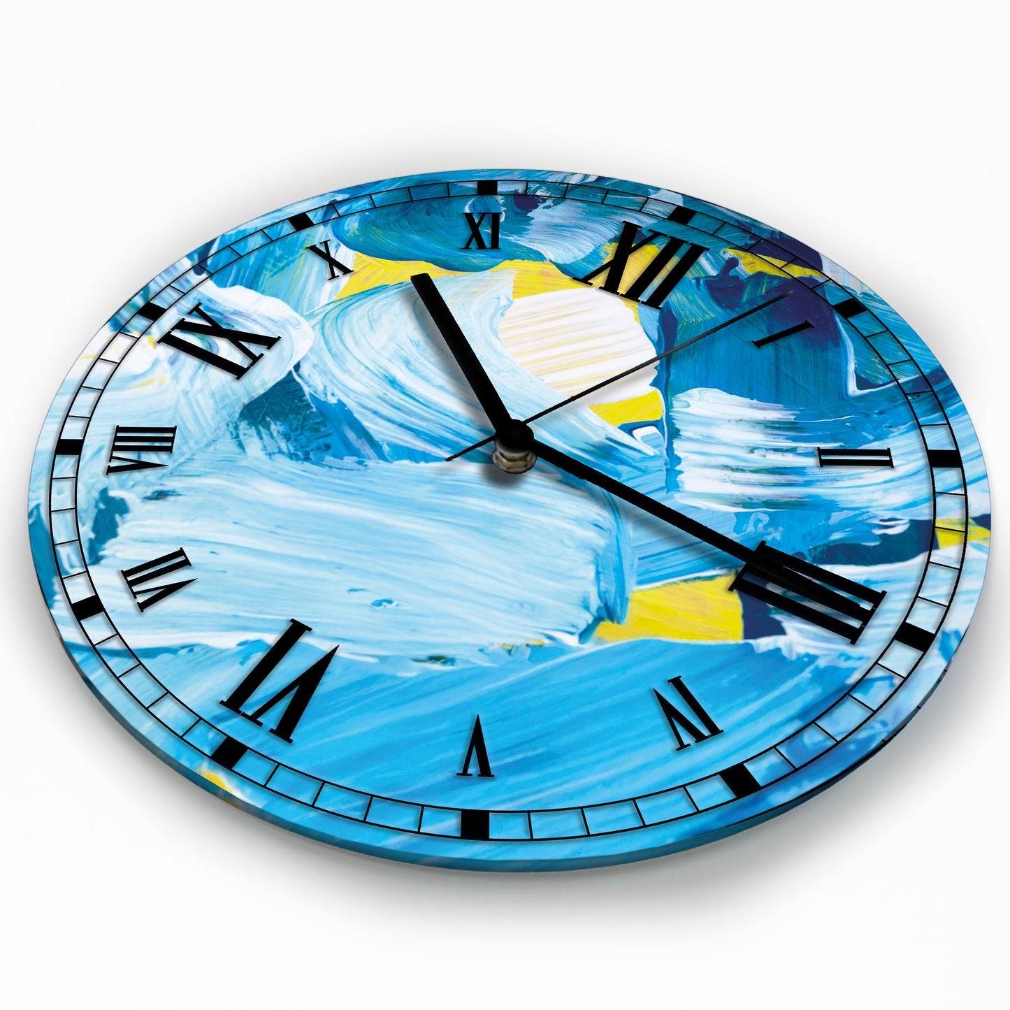Hochwertige 30cm-Uhren Made in Alzenau Lautlose Uhr MDF Acryl Motiv Blue Malerei
