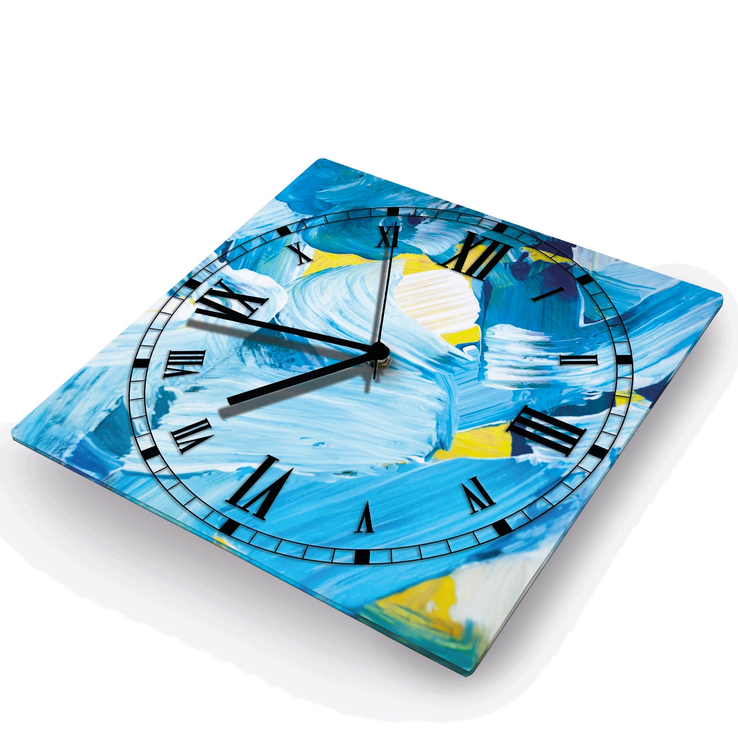 Hochwertige 30cm-Uhren Made in Alzenau Lautlose Uhr MDF Acryl Motiv Blue Malerei