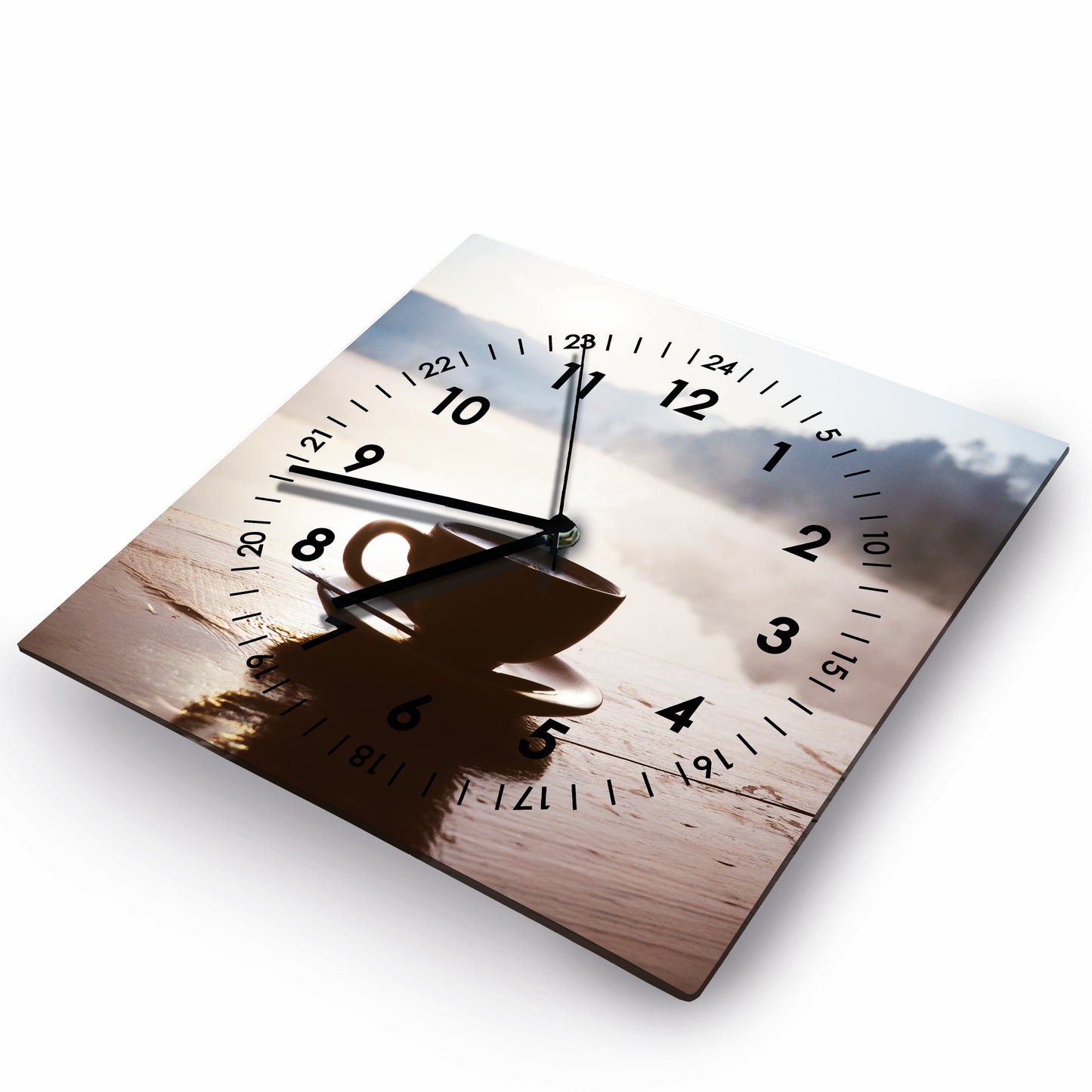 Hochwertige 30cm-Uhren Made in Alzenau Lautlose Uhr MDF Acryl Motiv Kaffeetasse