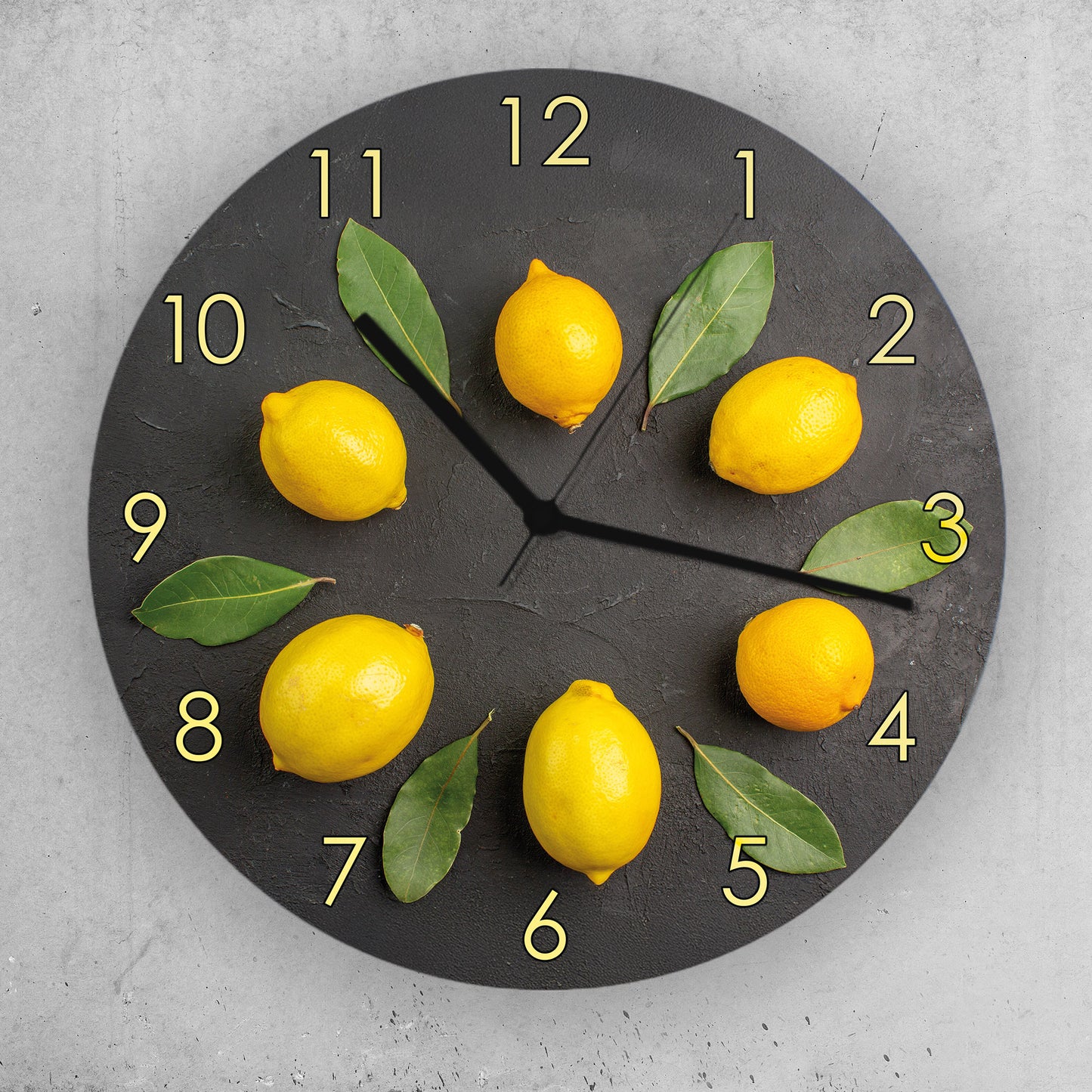 Hochwertige 30cm-Uhren Made in Alzenau Lautlose Uhr MDF Acryl Motiv Zitronenkranz