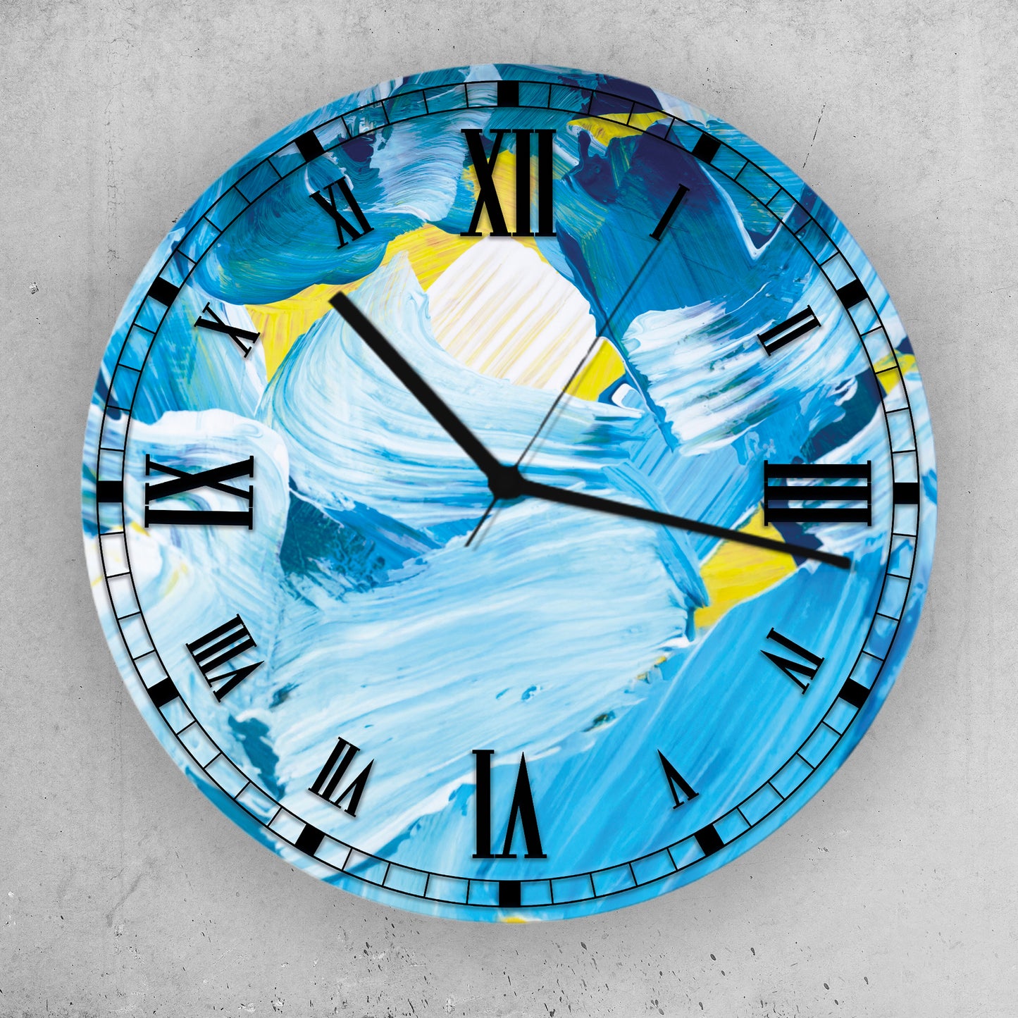 Hochwertige 30cm-Uhren Made in Alzenau Lautlose Uhr MDF Acryl Motiv Blue Malerei