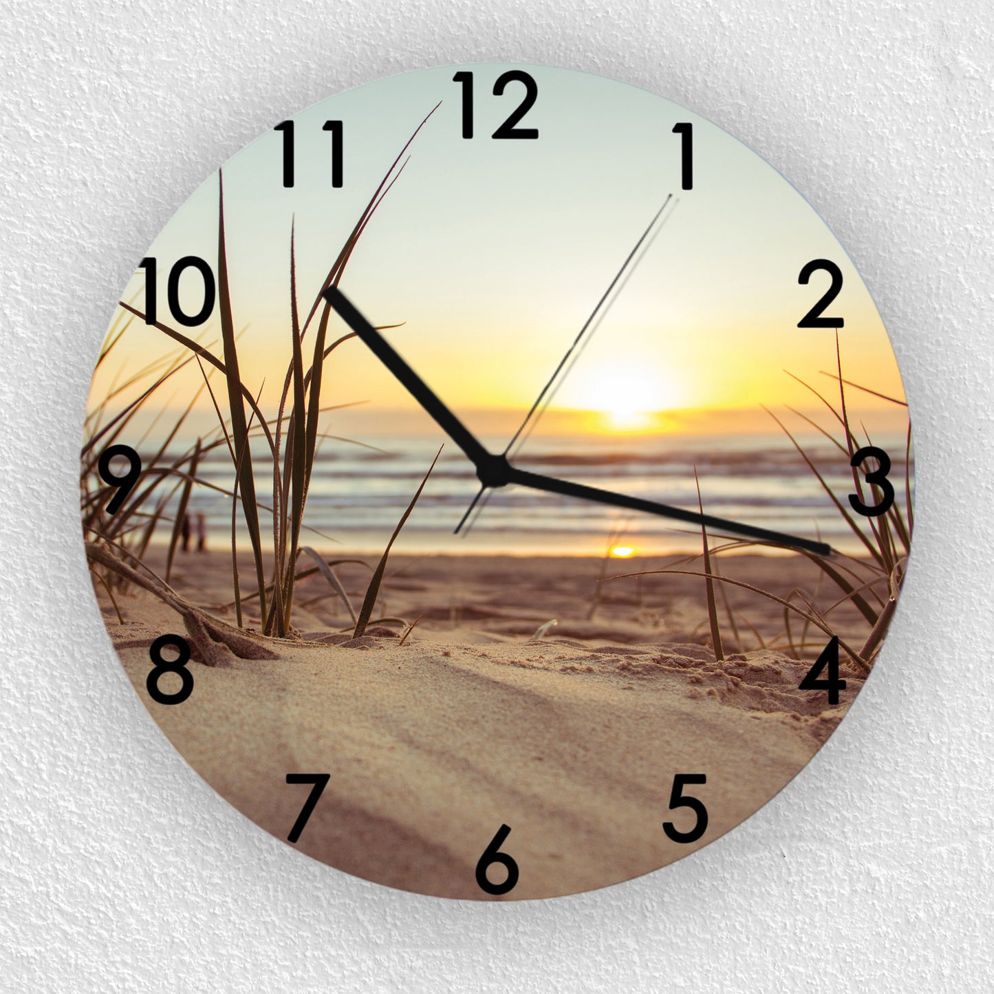 Hochwertige 30cm-Uhren Made in Alzenau Lautlose Uhr MDF Acryl Motiv Strandgras