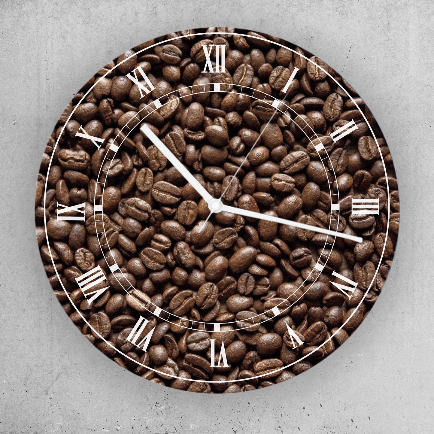 Hochwertige 30cm-Uhren Made in Alzenau Lautlose Uhr MDF Acryl Motiv Kaffeebohnen