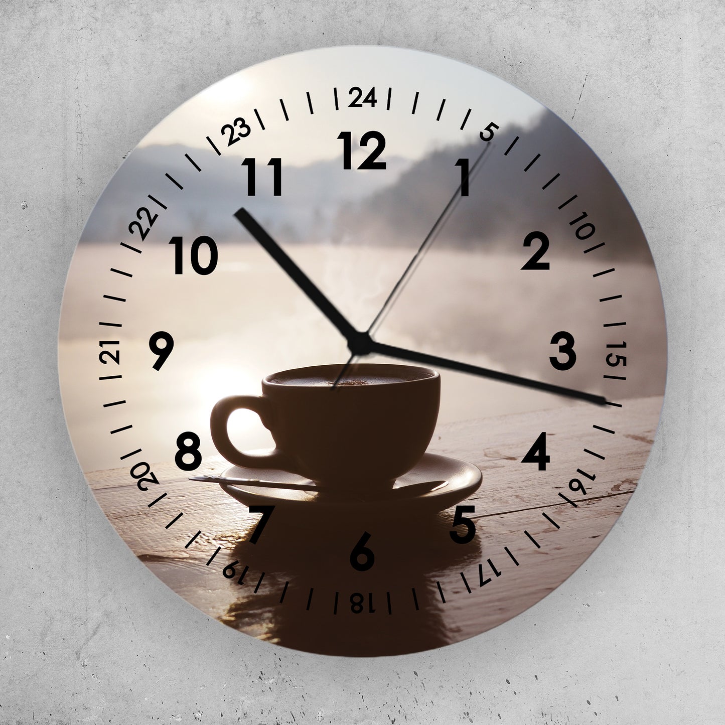 Hochwertige 30cm-Uhren Made in Alzenau Lautlose Uhr MDF Acryl Motiv Kaffeetasse