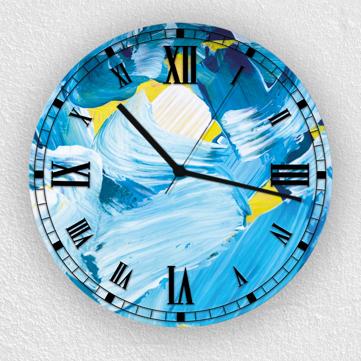 Hochwertige 30cm-Uhren Made in Alzenau Lautlose Uhr MDF Acryl Motiv Blue Malerei