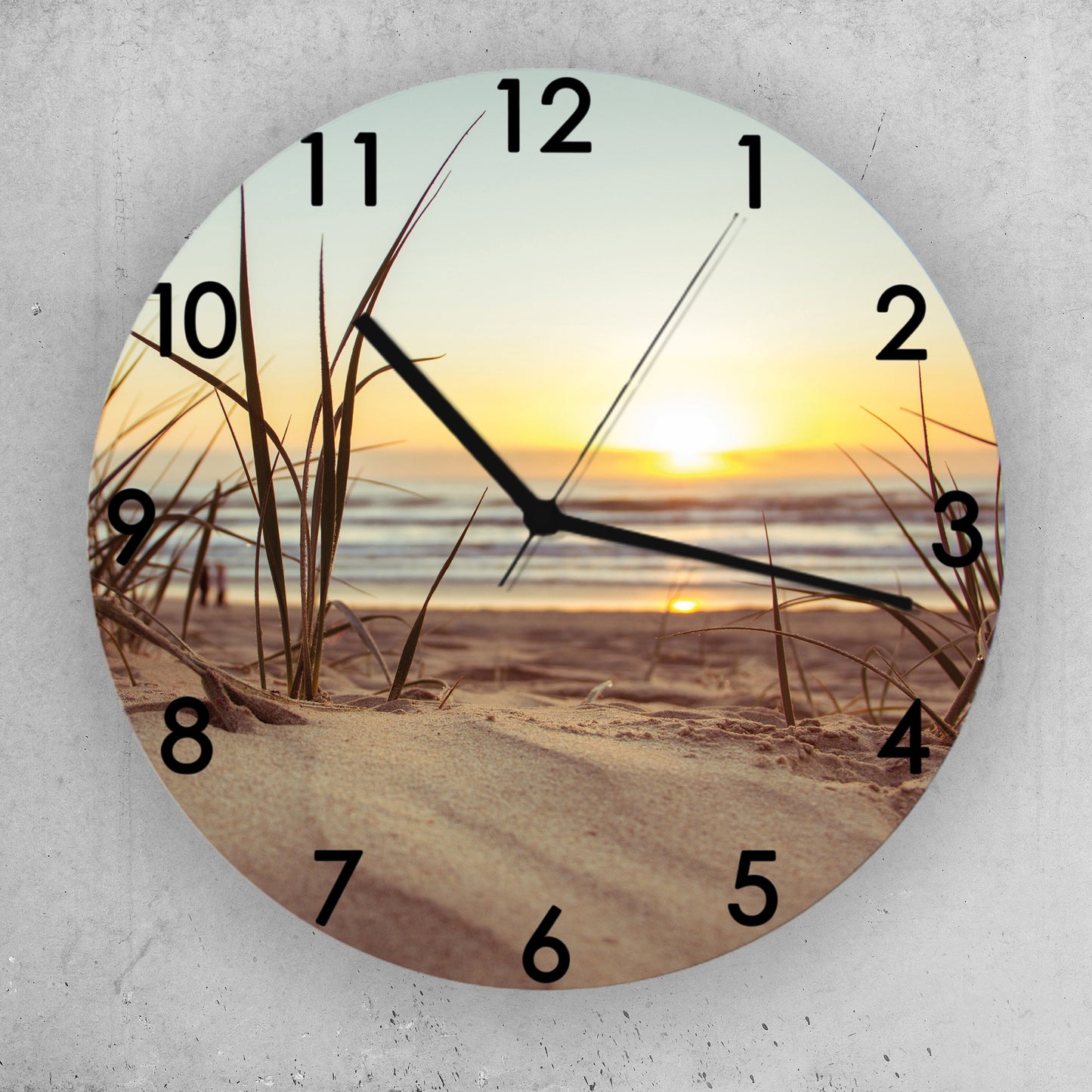 Hochwertige 30cm-Uhren Made in Alzenau Lautlose Uhr MDF Acryl Motiv Strandgras