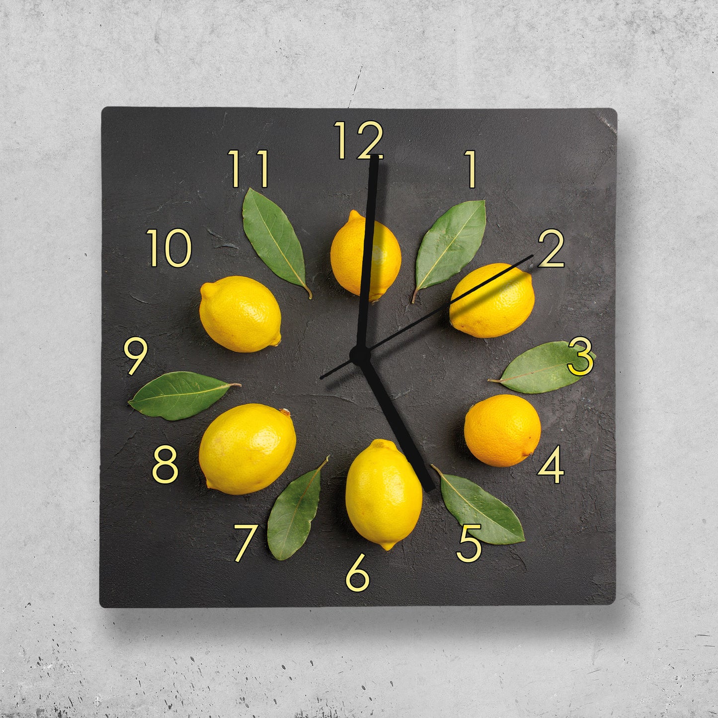 Hochwertige 30cm-Uhren Made in Alzenau Lautlose Uhr MDF Acryl Motiv Zitronenkranz