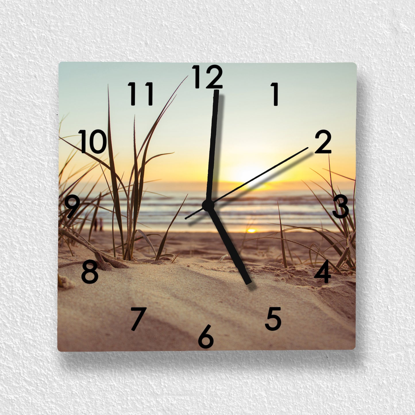 Hochwertige 30cm-Uhren Made in Alzenau Lautlose Uhr MDF Acryl Motiv Strandgras