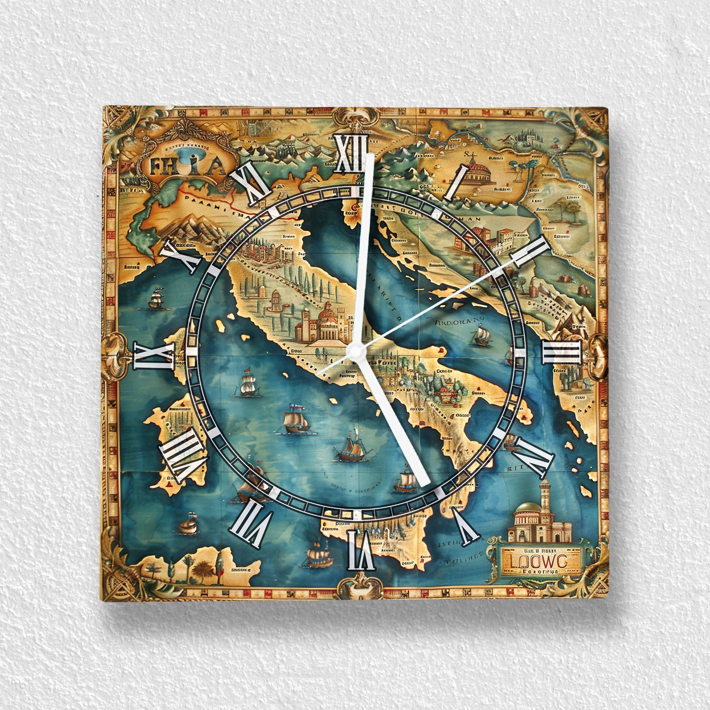 Hochwertige 30cm-Uhren Made in Alzenau Lautlose Uhr MDF Acryl Motiv Italien