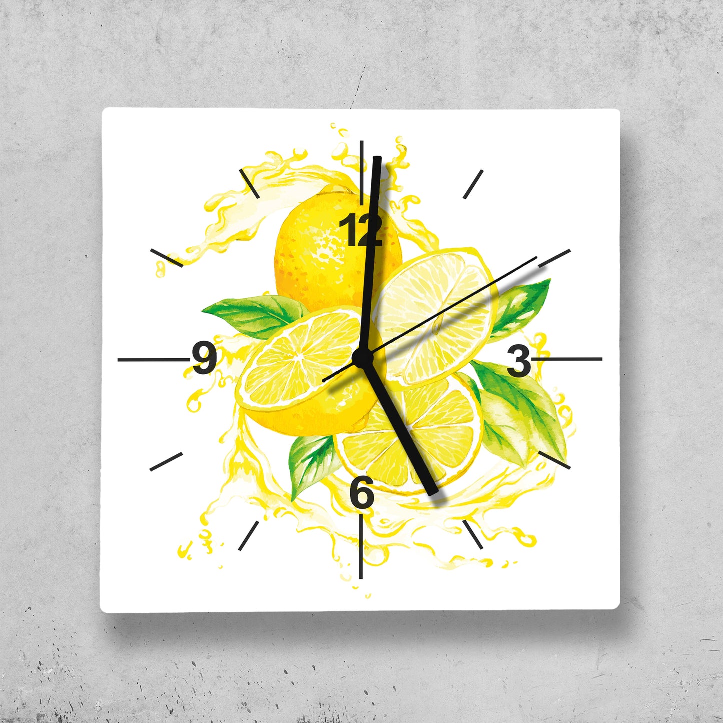 Hochwertige 30cm-Uhren Made in Alzenau Lautlose Uhr MDF Acryl Motiv Zitronentraum