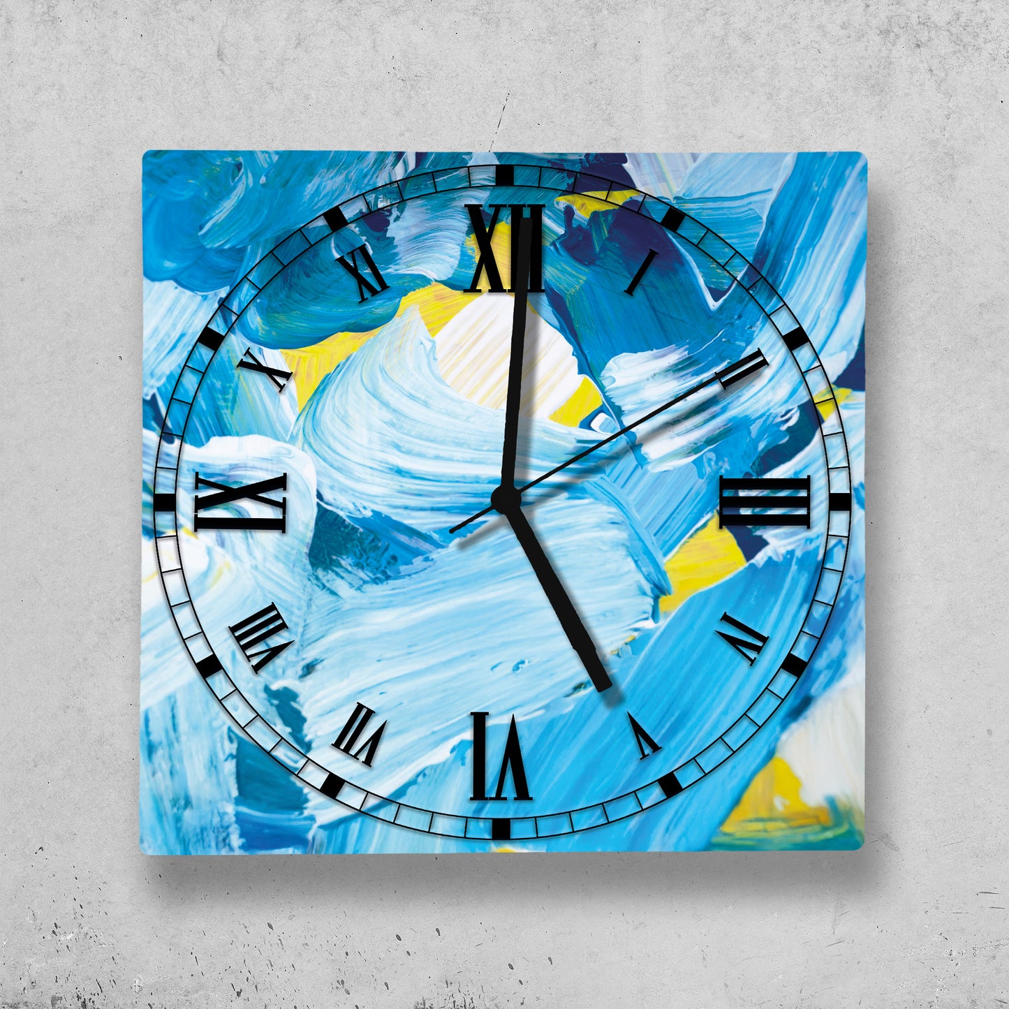 Hochwertige 30cm-Uhren Made in Alzenau Lautlose Uhr MDF Acryl Motiv Blue Malerei