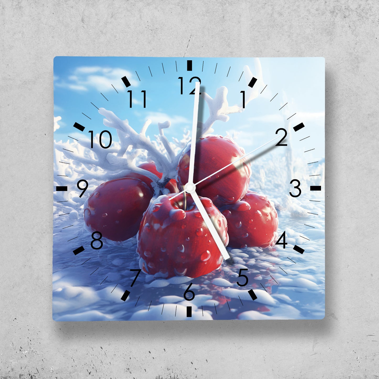 Hochwertige 30cm-Uhren Made in Alzenau Lautlose Uhr MDF Acryl Motiv Kirsche