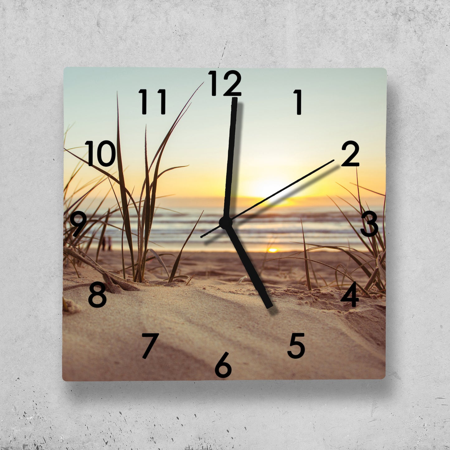 Hochwertige 30cm-Uhren Made in Alzenau Lautlose Uhr MDF Acryl Motiv Strandgras