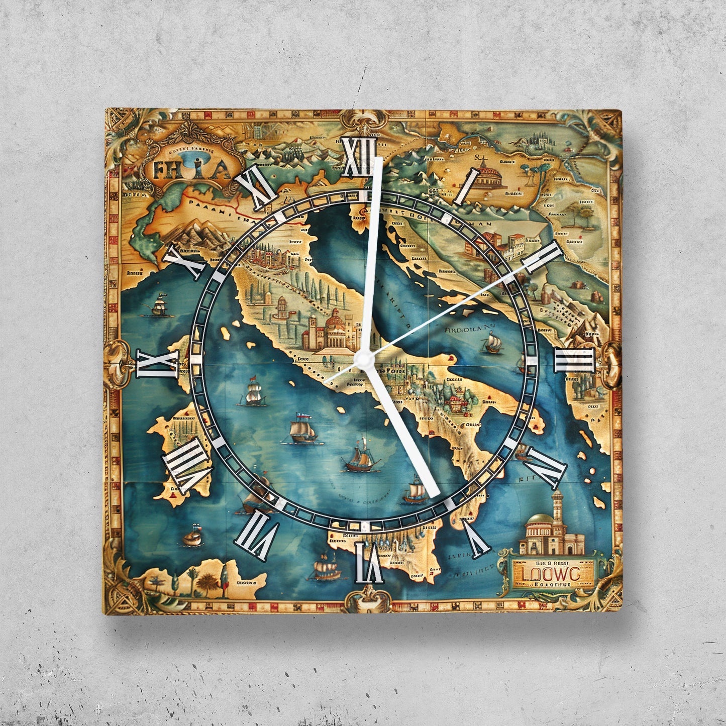 Hochwertige 30cm-Uhren Made in Alzenau Lautlose Uhr MDF Acryl Motiv Italien