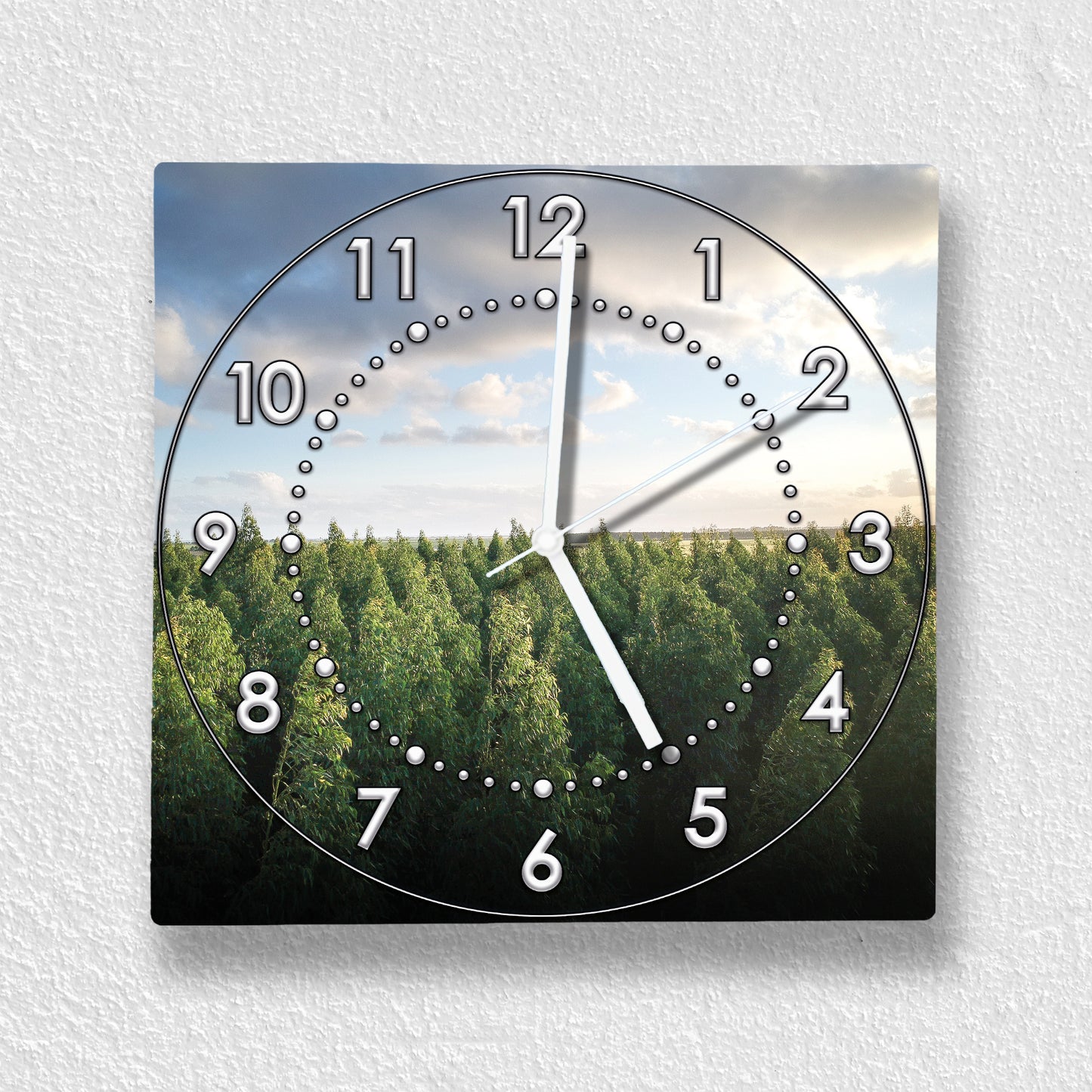 Hochwertige 30cm-Uhren Made in Alzenau Lautlose Uhr MDF Acryl Motiv Wald