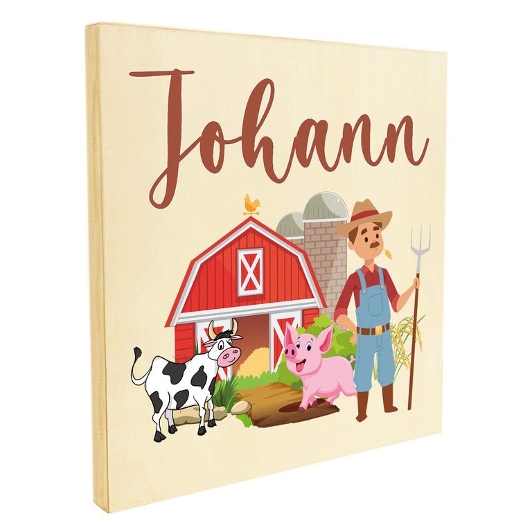 Namenstafel Holz-Magnetboard Holztafel Pinnwand - Inkl. 3 Magnete Motiv: Bauernhof