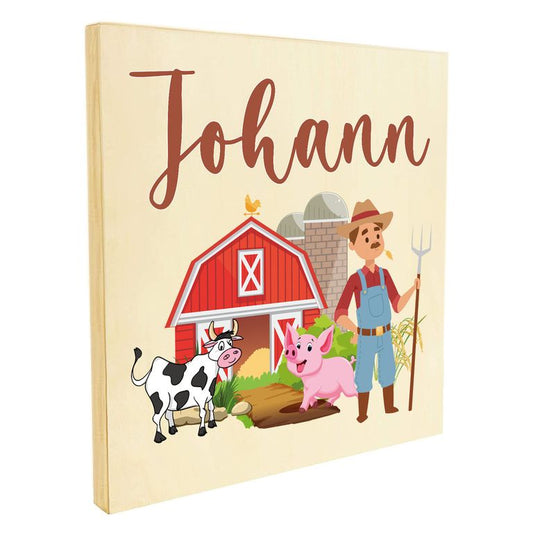 Namenstafel Holz-Magnetboard Holztafel Pinnwand - Inkl. 3 Magnete Motiv: Bauernhof