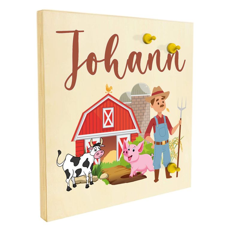 Namenstafel Holz-Magnetboard Holztafel Pinnwand - Inkl. 3 Magnete Motiv: Bauernhof
