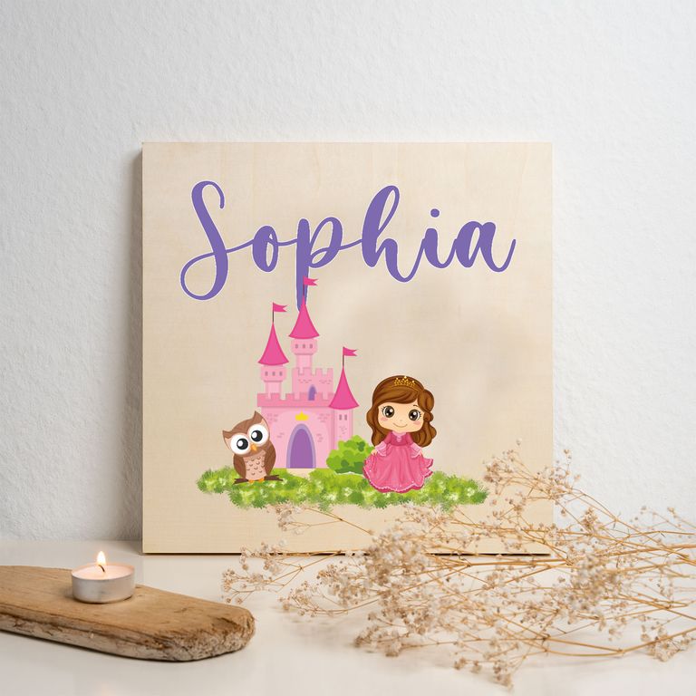Namenstafel Holz-Magnetboard Holztafel Pinnwand - Inkl. 3 Magnete Motiv: Kleine Prinzessin