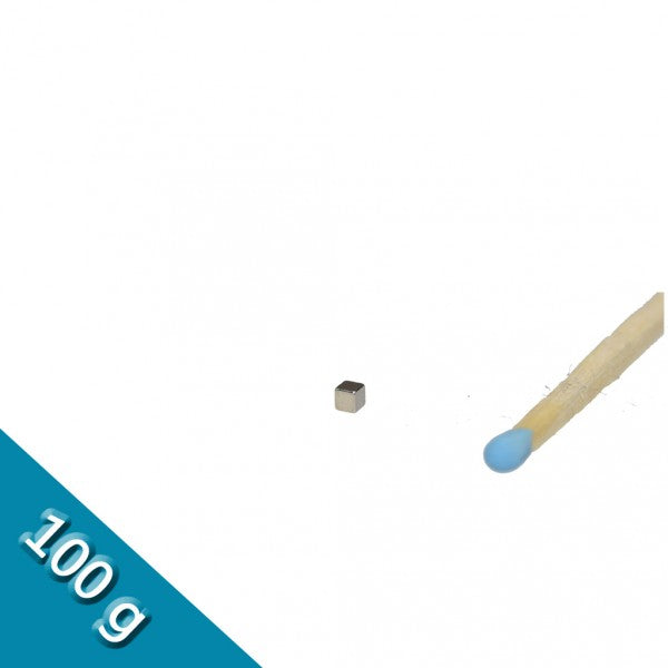 Würfelmagnet 2,0 x 2,0 x 2,0 mm N45 Nickel - hält 100 g
