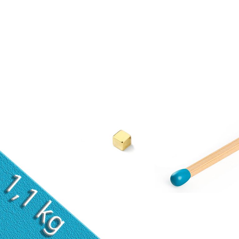 Würfelmagnet 5,0 x 5,0 x 5,0 mm N42 GOLD - hält 1,1 kg