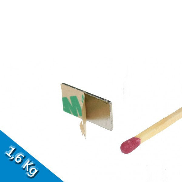 Neodym Quadermagnet 40,0 x 12,0 x 1,0 mm N35 Nickel selbstklebend